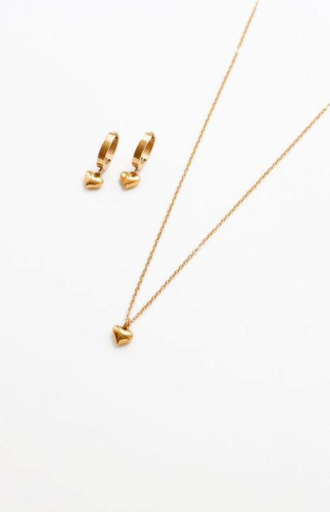 Immagine prodotto Tara Style Set di gioielli Bold Heart (impermeabile) (Acciaio inossidabile placcato oro 18k, 100% impermeabile)