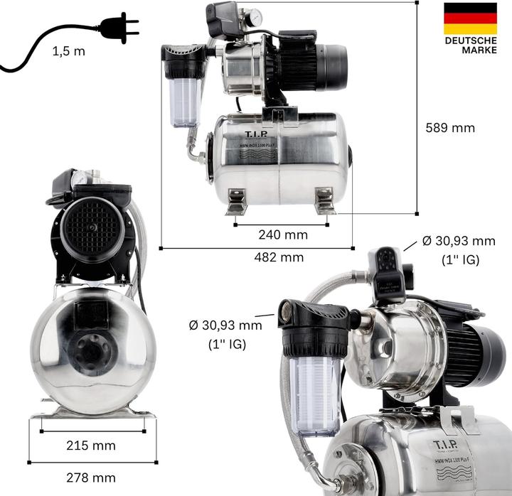 Produktbild T.I.P. Hauswasserwerk HWW INOX 1300 Plus F