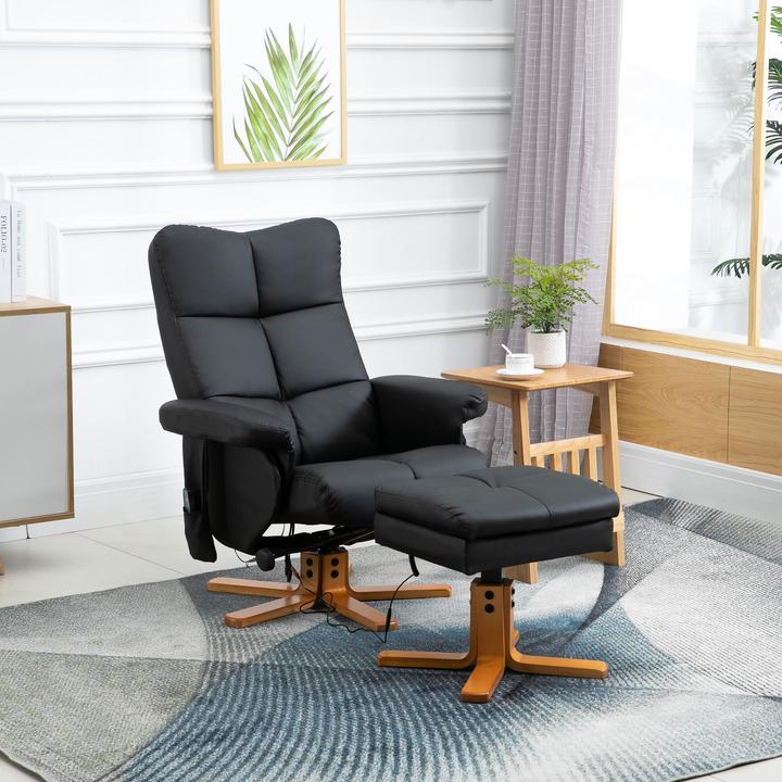 Produktbild Homcom Massagestuhl Kunstleder, Schaumstoff, Holz Schwarz