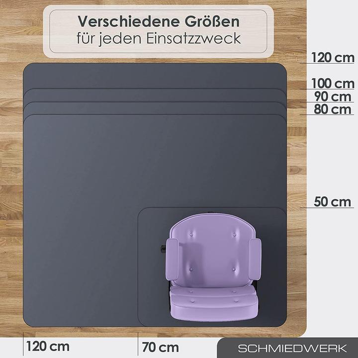 Produktbild Schmiedwerk Kratzfeste Bodenschutzmatte für Bürostühle, Fussbodenheizung geeignet (120 x 120 cm)