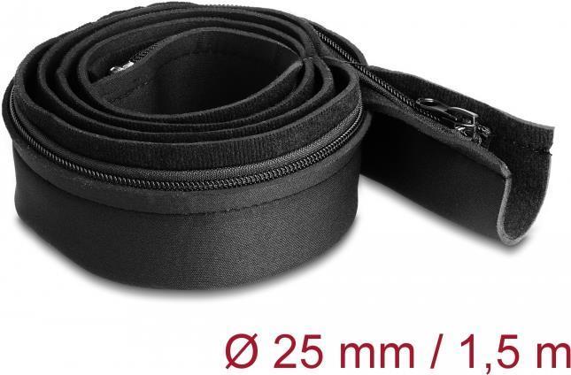 Image du produit Delock Gaine de câble néoprène flexible avec fermeture éclair 1,5m x 100mm noir (Gaines pour câbles, 150 cm)