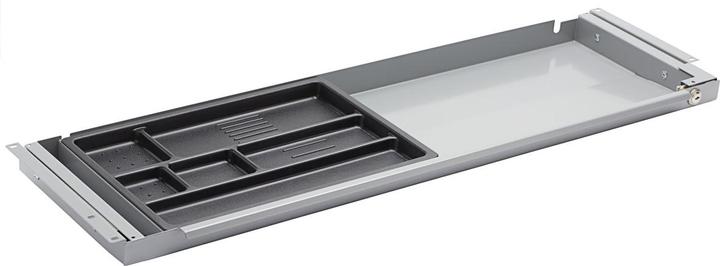 TecLines TUS002A Cassetto sottopiano con inserto in plastica L con serratura, argento