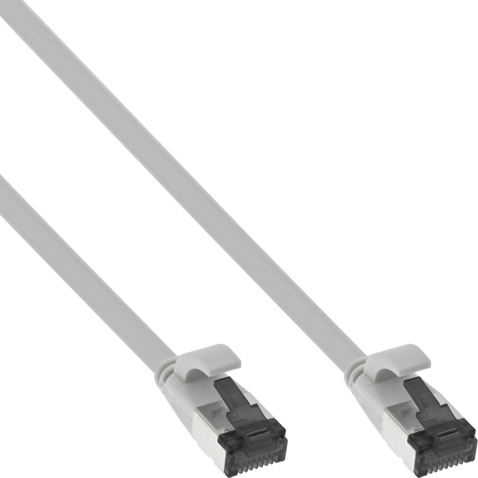 InLine  Patchkabel flach, U/FTP, Cat.8.1, TPE halogenfrei, grau, 5m (U/FTP, CAT8.1, 5 m), Netzwerkkabel
