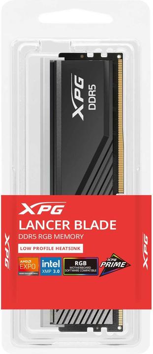 Produktbild Adata DIMM 16 GB DDR5-6000 (schwarz, AX5U6000C3016G-SLABRBK, XPG Lancer Blade RGB, INTEL XMP, AMD EXPO) (1 x 16GB, 6000 MHz, DDR5-RAM, DIMM)