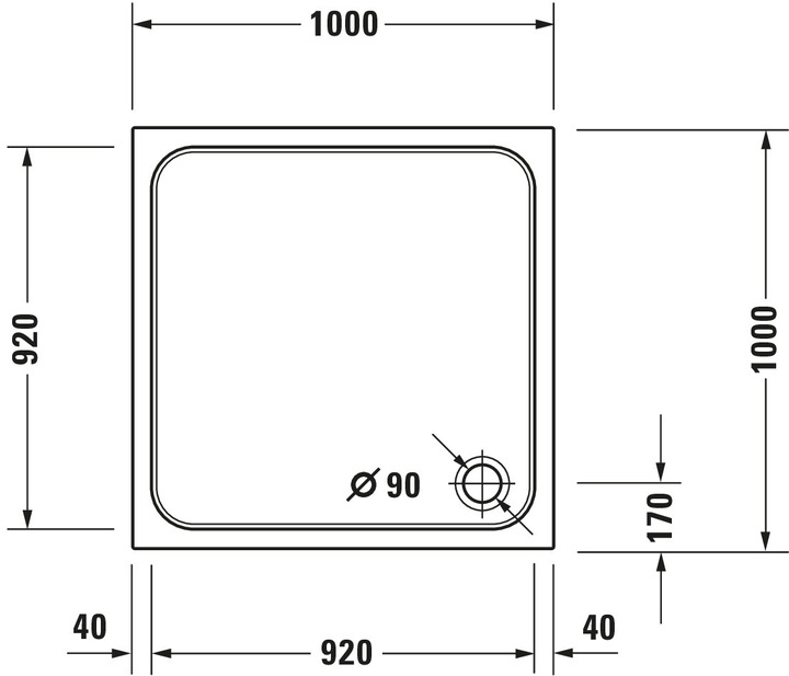 Immagine prodotto Duravit Piatto doccia D-Code 1000 x 1000 x 85 mm bianco liscio 7201030000000