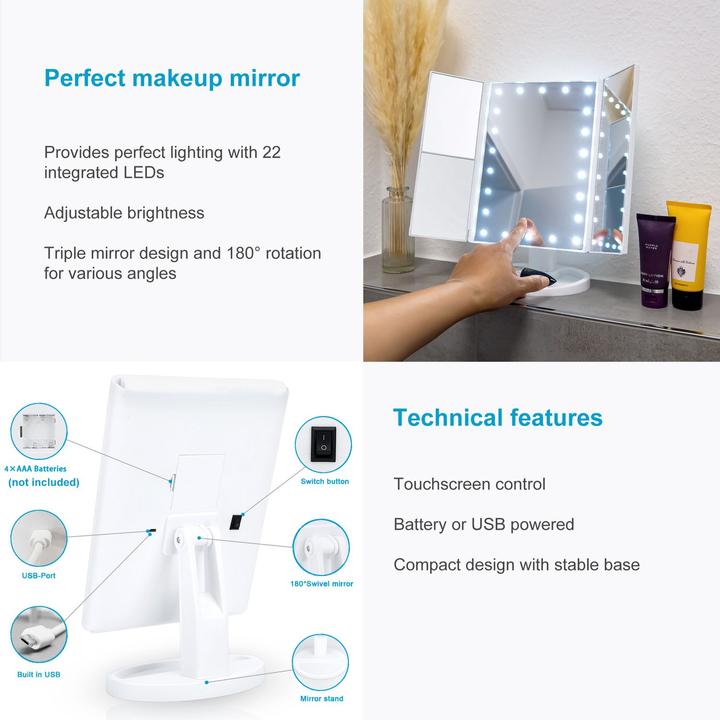 Actual product image Intirilife Make-up mirror with LED