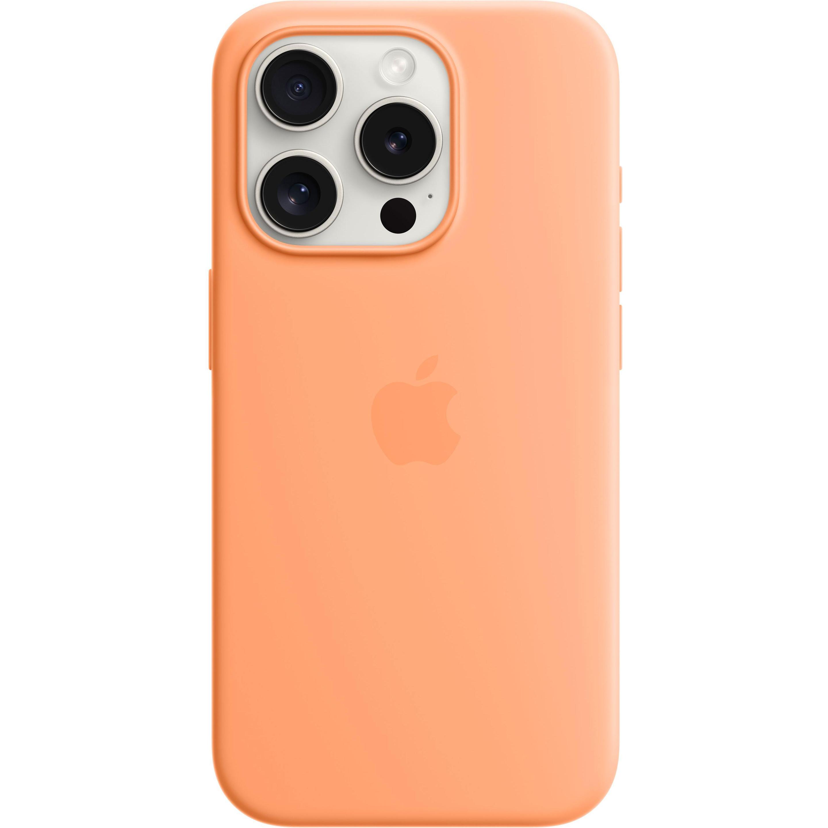 Apple Silikon Case mit MagSafe (Apple iPhone 15 Pro), Smartphone Hülle, Orange