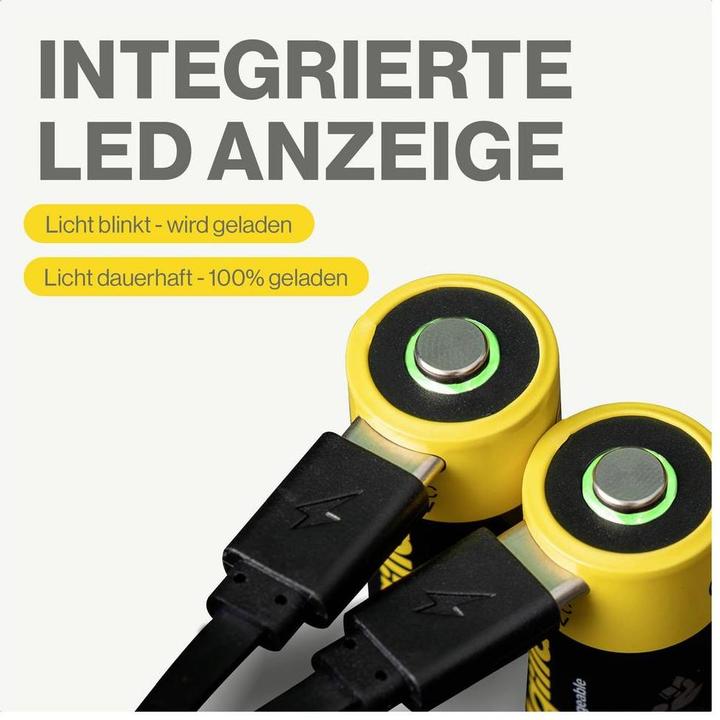 Actual product image Aqiila - USB-C Rechargeable Battery - Size CR123A - 750 mAh - 2-pack (2 pcs., RCR123A, 750 mAh)