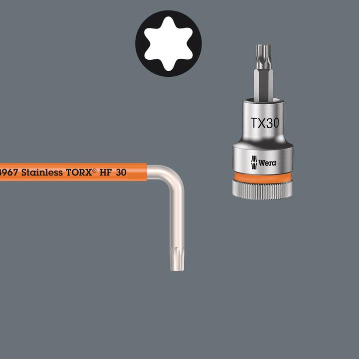 Productafbeelding Wera 3967 SXL HF TORX® haakse moersleutel Veelkleurig met vasthoudfunctie, lang, roestvrij staal