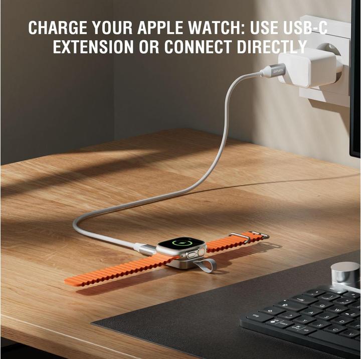 Actual product image 3MK Bezprzewodowa ładowarka do Apple Watch z wejśćiem USB-C white/biała 541225 (1 m, USB 3.2 Gen 1, 2.50 W)