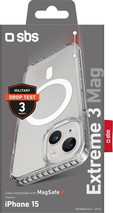 Produktbild SBS Extreme 3 Mag Cover für iPhone 15 transparent (Apple iPhone 15)