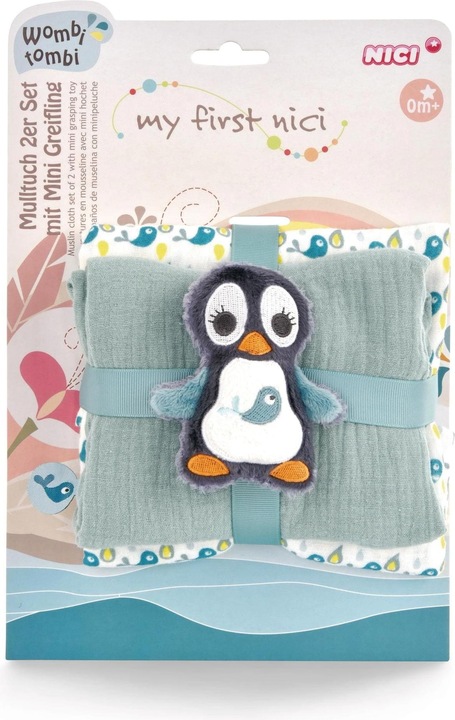 Immagine prodotto NICI Griffin Penguin Watschili con set di 2 panni in mussola (15 cm, 6 cm)