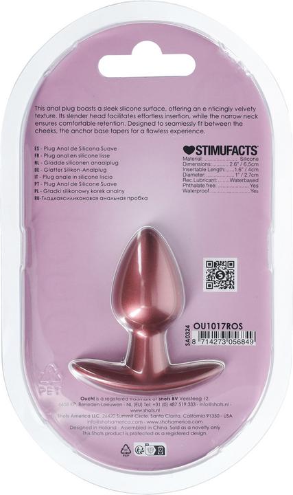 Produktbild Ouch! Smooth Silicone Anal Plug - Small - 2.6 / 6,5 cm - Rose Gold