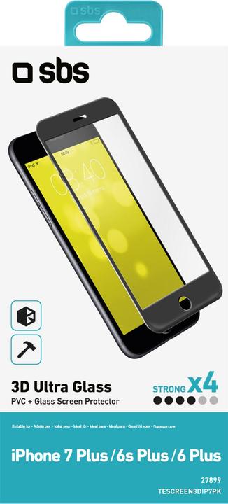 Image du produit SBS Protection d'écran en verre 3D pour iPhone 8 Plus / 7 Plus / 6s Plus / 6 Plus (1 pcs, Apple iPhone 7 Plus, Apple iPhone 8 Plus)