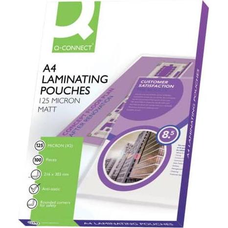 Thumbnail - Q-Connect, Laminierfolie, Laminierfolientasche A4 (A4, 100 Stück, 125 µm)