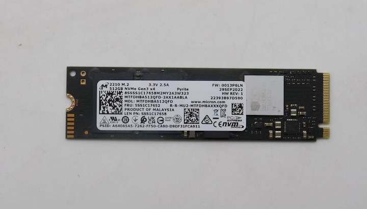 Image du produit Lenovo Micron 2210 512GB M.2 PCIe (512 Go, M.2 2280)