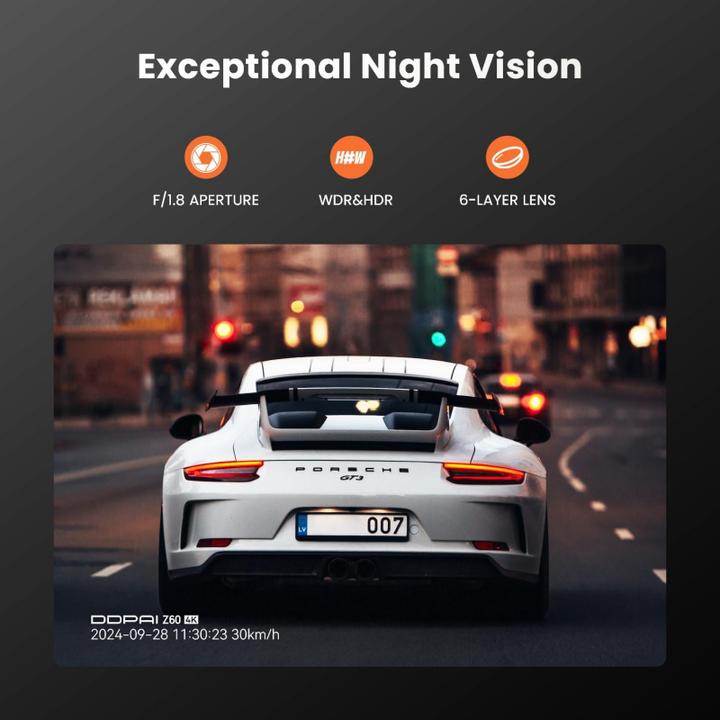 Actual product image DDpai Dash + Rear Camera Z60 (Built-in display, Night vision, Wi-Fi, 4K)