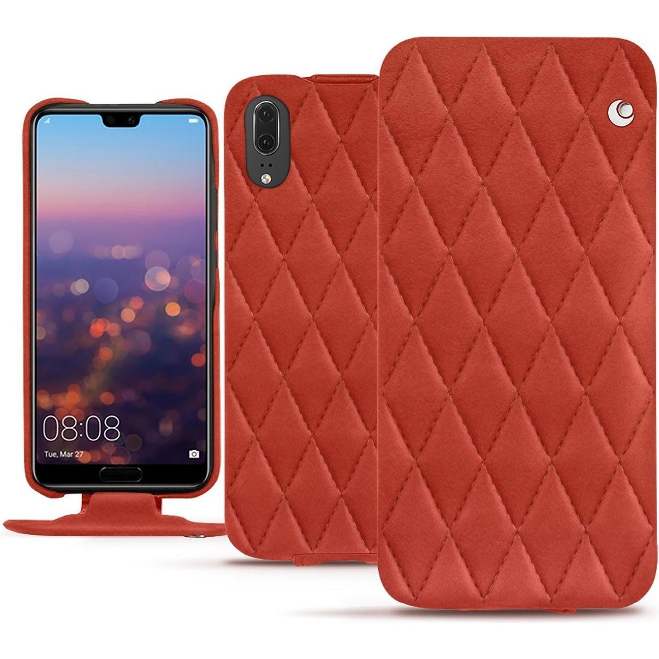 Noreve Lederschutzhülle vertikal (Huawei P20), Smartphone Hülle, Orange