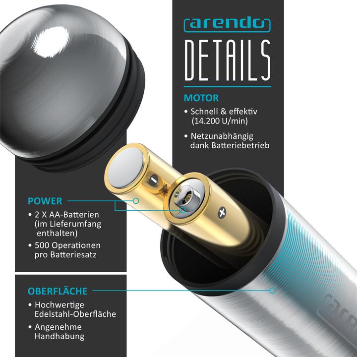 Produktbild Arendo Milchaufschäumer, batteriebetrieben, kompakter Edelstahl Stab Handmilchaufschäumer mit 13000 U/min