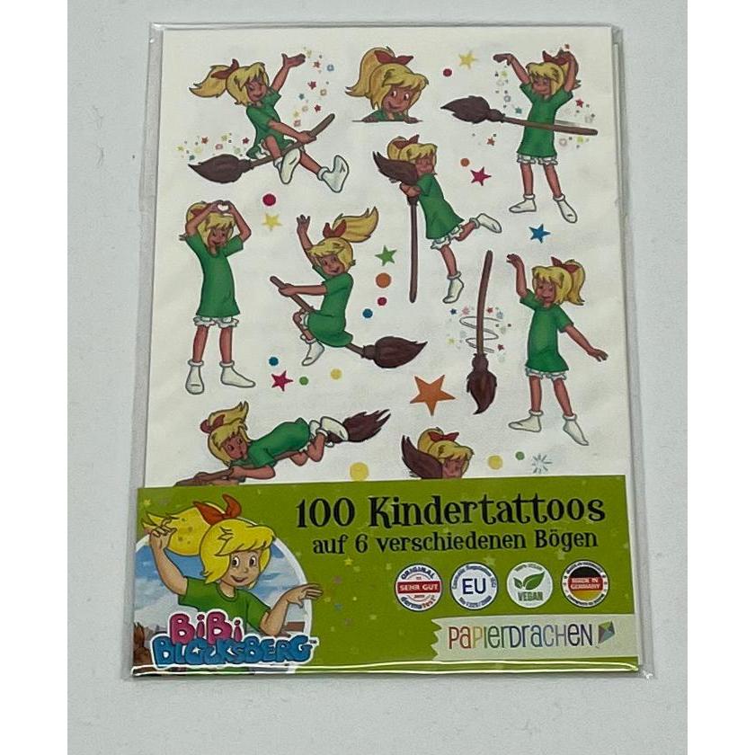 Thumbnail - Papierdrachen Kindertattoo Set - Bibi Blocksberg (100 Stück auf 6 Bögen)