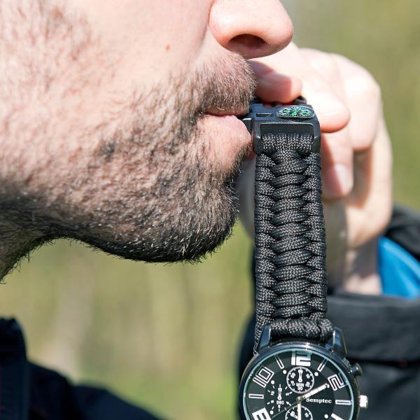 Actual product image Semptec 5-in-1 survival watch with para cord bracelet