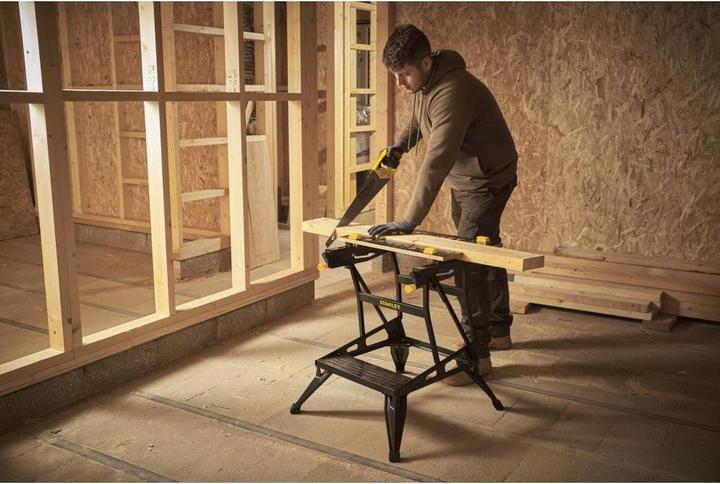 Actual product image Stanley Workmate with bamboo worktop and dual working height, loadable up to 250kg (50.50 cm, 78 cm)