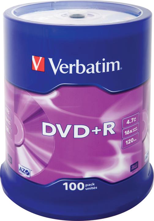 Verbatim DVD+R Matt Silver, 4.7GB, 16x, 100er Spindel (100 x)