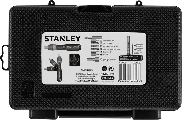 Productafbeelding Stanley Pistoolratelset met draaikoppeling handvat 40 stuks (Gleuf, Phillipps kruissleuf (PH), TX)