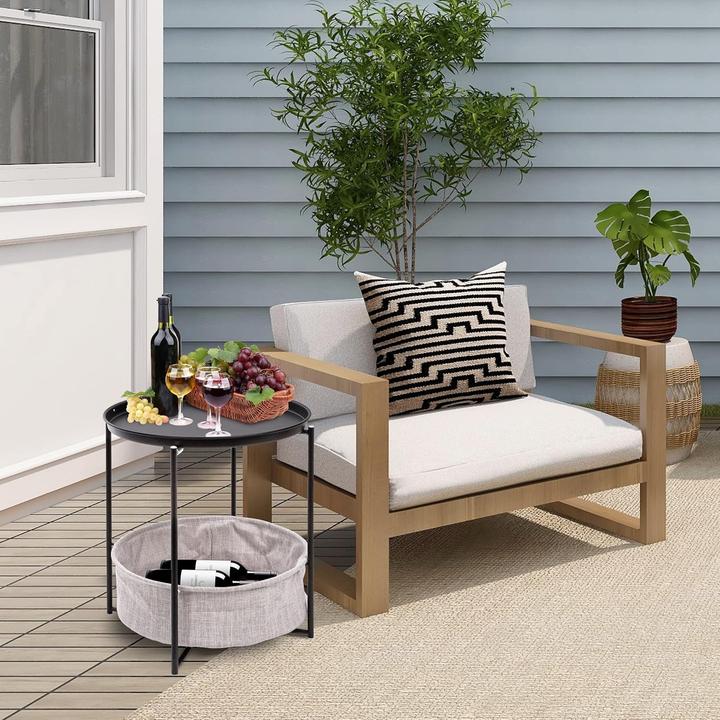 Image du produit Onvaya Runder Couchtisch mit Korb & Tablett