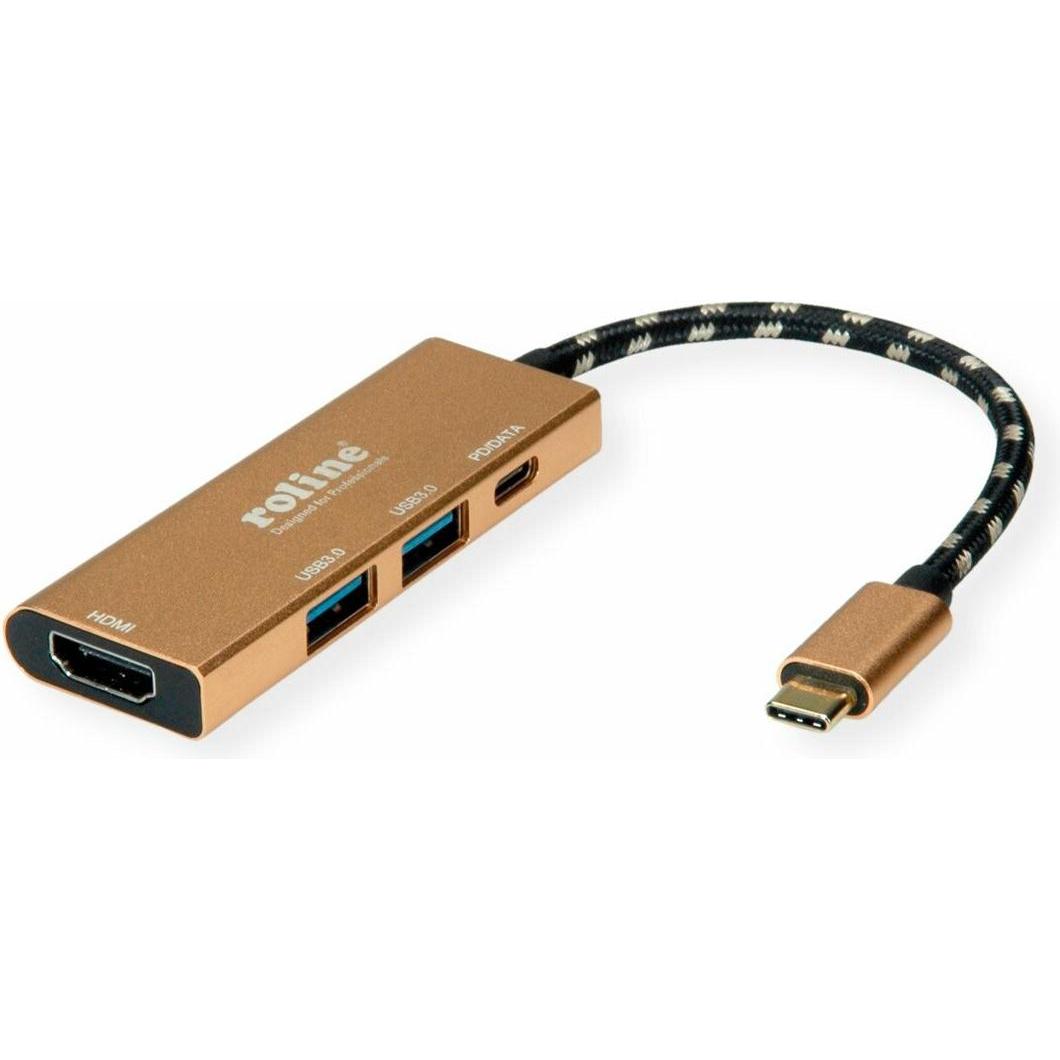 Thumbnail - Roline USB Typ C Dockingstation (USB-C, 3 Ports), Dockingstation + USB Hub, Gold
