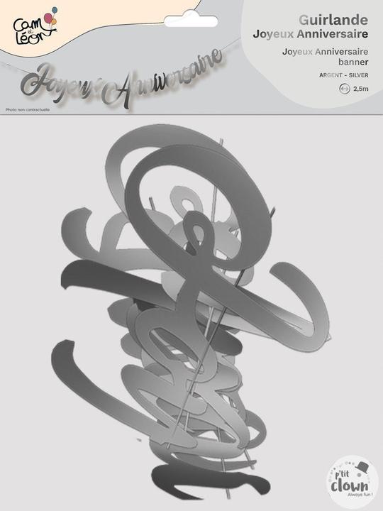 Immagine prodotto P'tit Clown Catena da lettera Happy Birthday con scritta argentata (1 pz.)