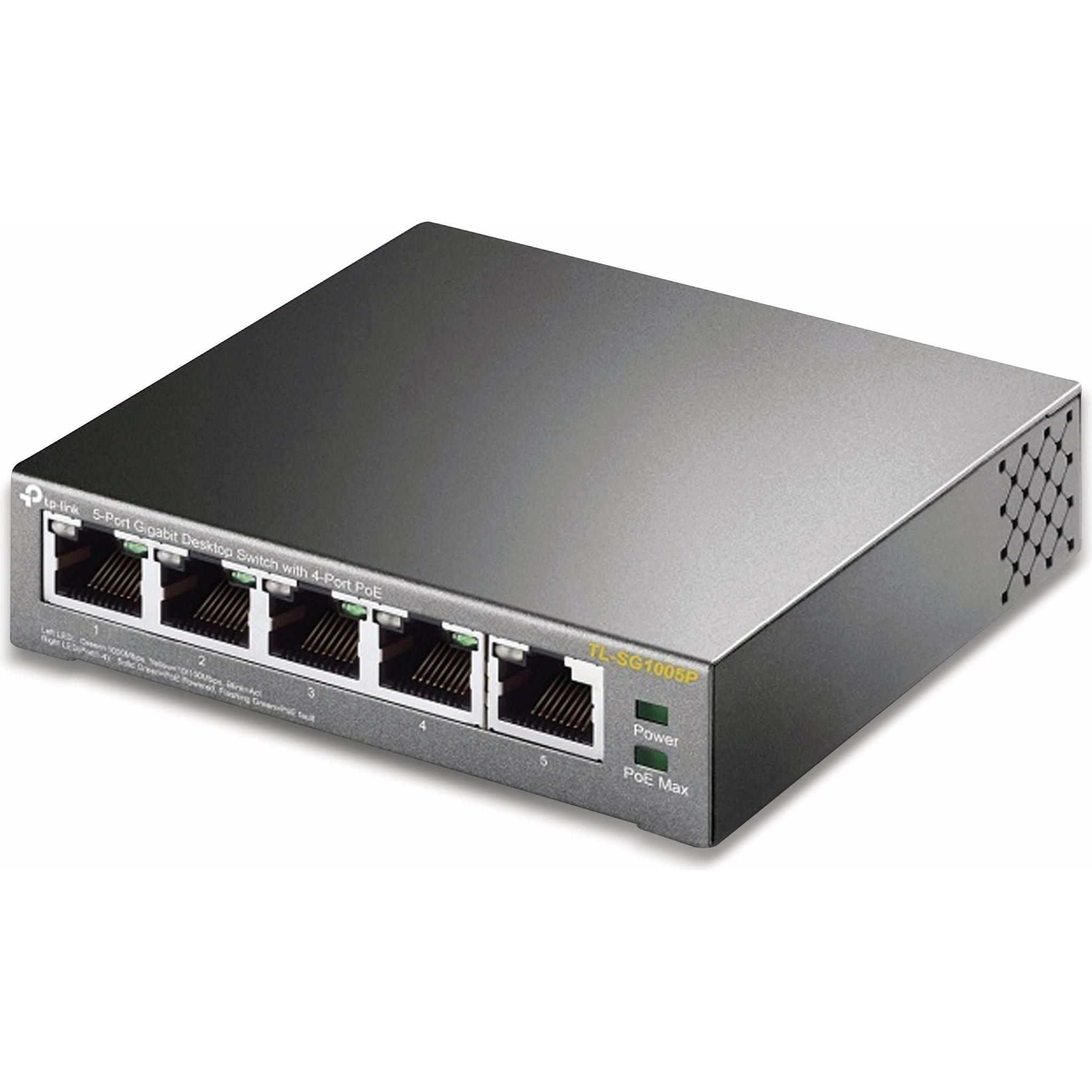 Thumbnail - TP-Link Tl-Sg1005p (5 Ports), Netzwerk Switch, Schwarz