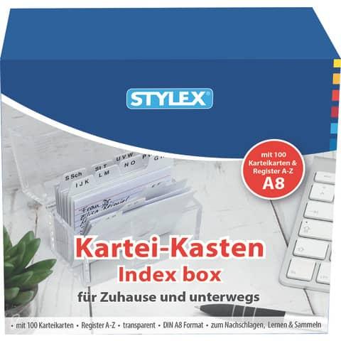 Productafbeelding Stylex Kaartenbak A8 glashelder incl 100 kaarten
