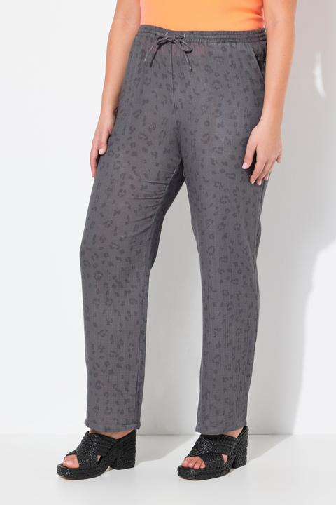 Immagine prodotto Ulla Popken Pantaloni modello Rose in mussola con taglio della gamba ampio e cintura elastica (42, 44)