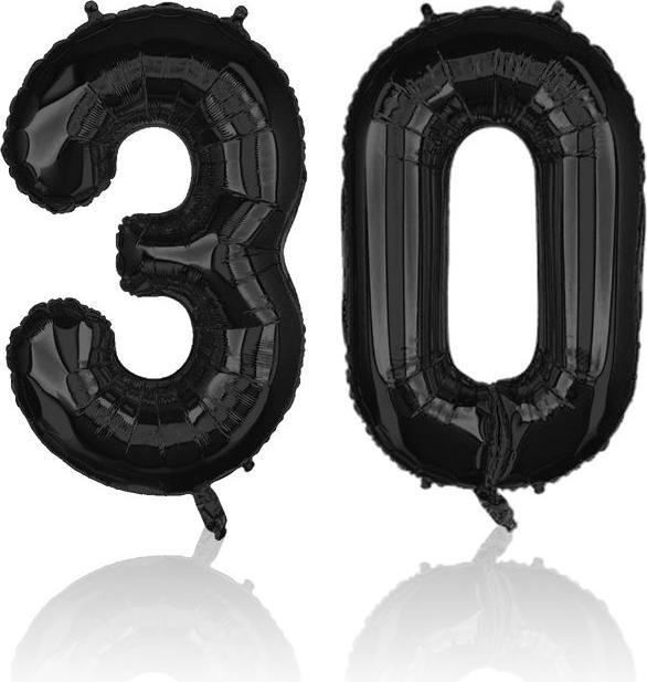 Immagine prodotto Hermex Palloncino numero 30 in foil nero palloncino festa di compleanno pallone 40cm (1 x)