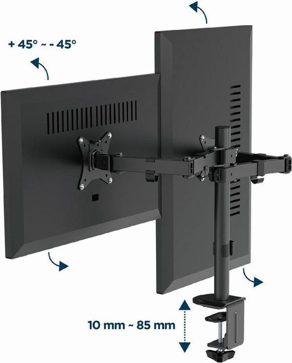 Actual product image Gembird Biurkowe ramię dla 2 monitorów -regulowane 17-32inch do 9kg (Table, 32", 9 kg)