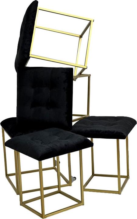 Produktbild Go Gift Puff-Transformer 5in1 - 5 Hocker in 1 Pouffe schwarzer Samt