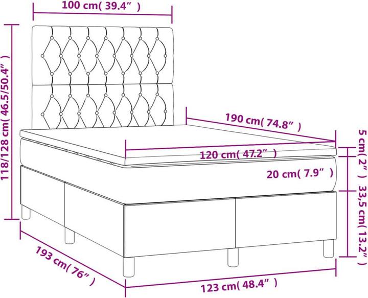 Produktbild vidaXL Boxspringbett (120 x 190 cm)
