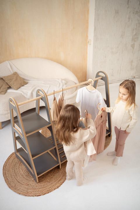 Produktbild Tupti.wood MAXI Garderobe Kleiderschrank  mit Kleiderbügel Grau