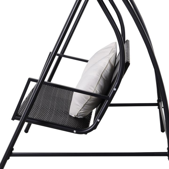 Image du produit Outsunny Gartenschaukel Metall, PE-Rattan, Polyester Schwarz