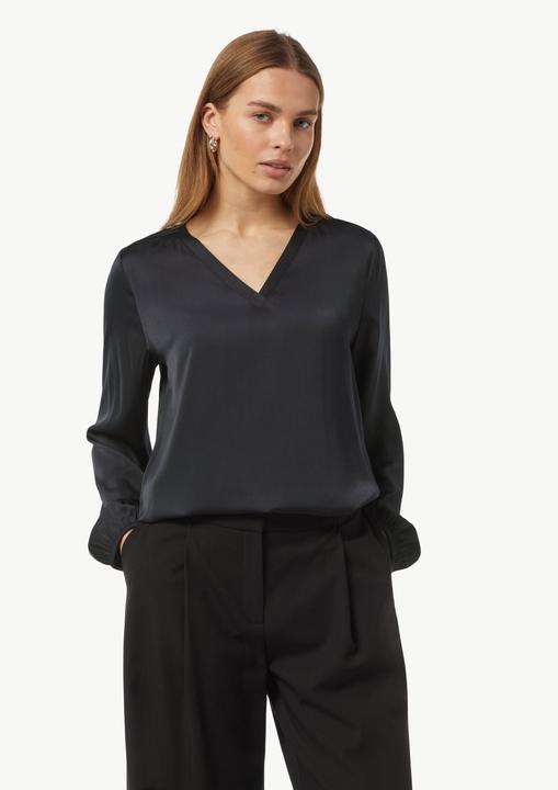 Produktbild Comma Bluse Satin-Bluse mit V-Ausschnitt und elastischen Bündchen (34)