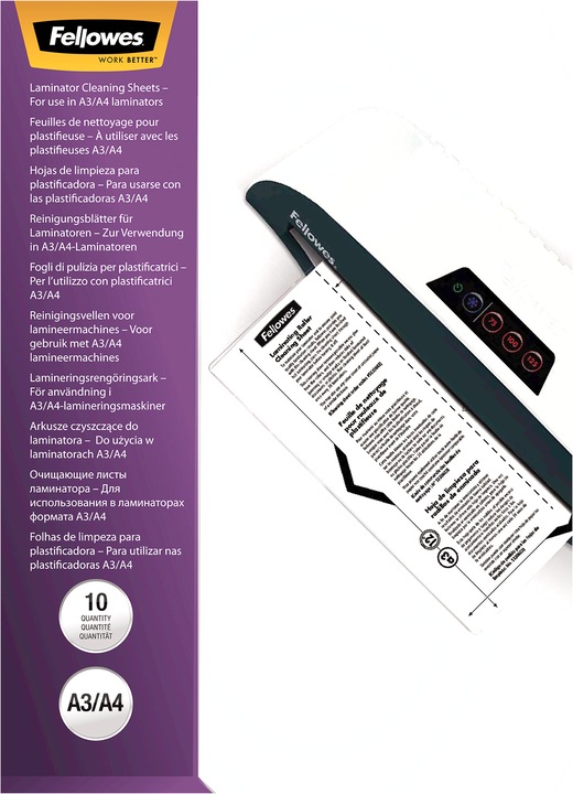 Actual product image Fellowes Cleaning and protection box, pack of 10 (A4, 10 Piece, 125 µm)