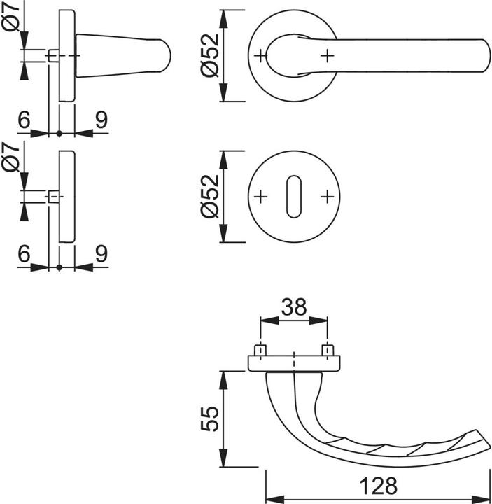 Immagine prodotto Hoppe Set di rosette Tôkyô 1710 / 42KV / 42KVS in alluminio F1 rotonde OB DIN sinistra / destra D/D (Maniglia della porta)