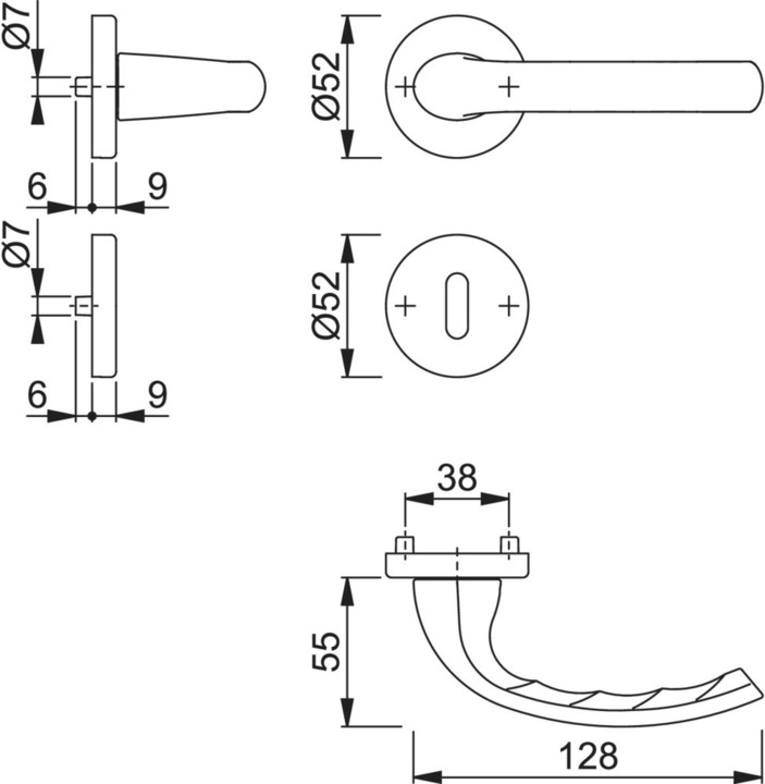 Produktbild Hoppe Rosettengarnitur Tôkyô 1710 / 42KV / 42KVS Aluminium F1 rund OB DIN links / rechts D/D (Türgarnitur)