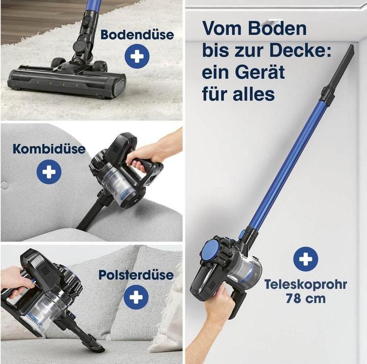 Produktbild CleanMaxx Akku-Hand- und Stielsauger Blau/Schwarz