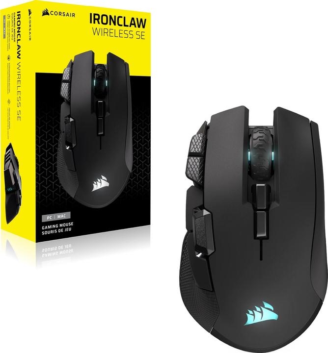 Produktbild Corsair Ironclaw RGB Wireless Mouse Ottico 18000DPI 10 Tasti Wireless/RGB (Kabelgebunden, Kabellos)