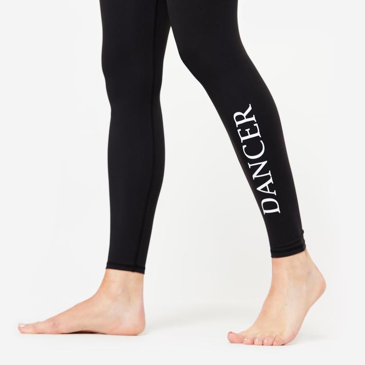 Produktbild Domyos Tanz-Leggings Damen flacher hoher Taillenbund Modern Dance - schwarz