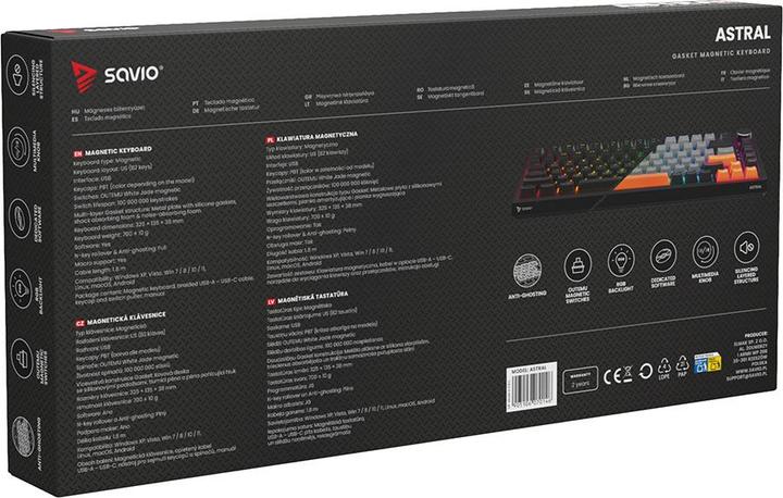 Actual product image Savio ASTRAL BLACK JADE 3 COLOURS Tastatur Gaming USB QWERTY US International Schwarz (Eng. Int., Cable)