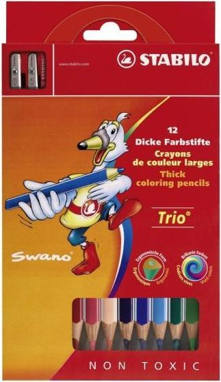 Produktbild STABILO Trio dick Dreikant-Buntstift mit Spitzer (Multicolor, 12 x)