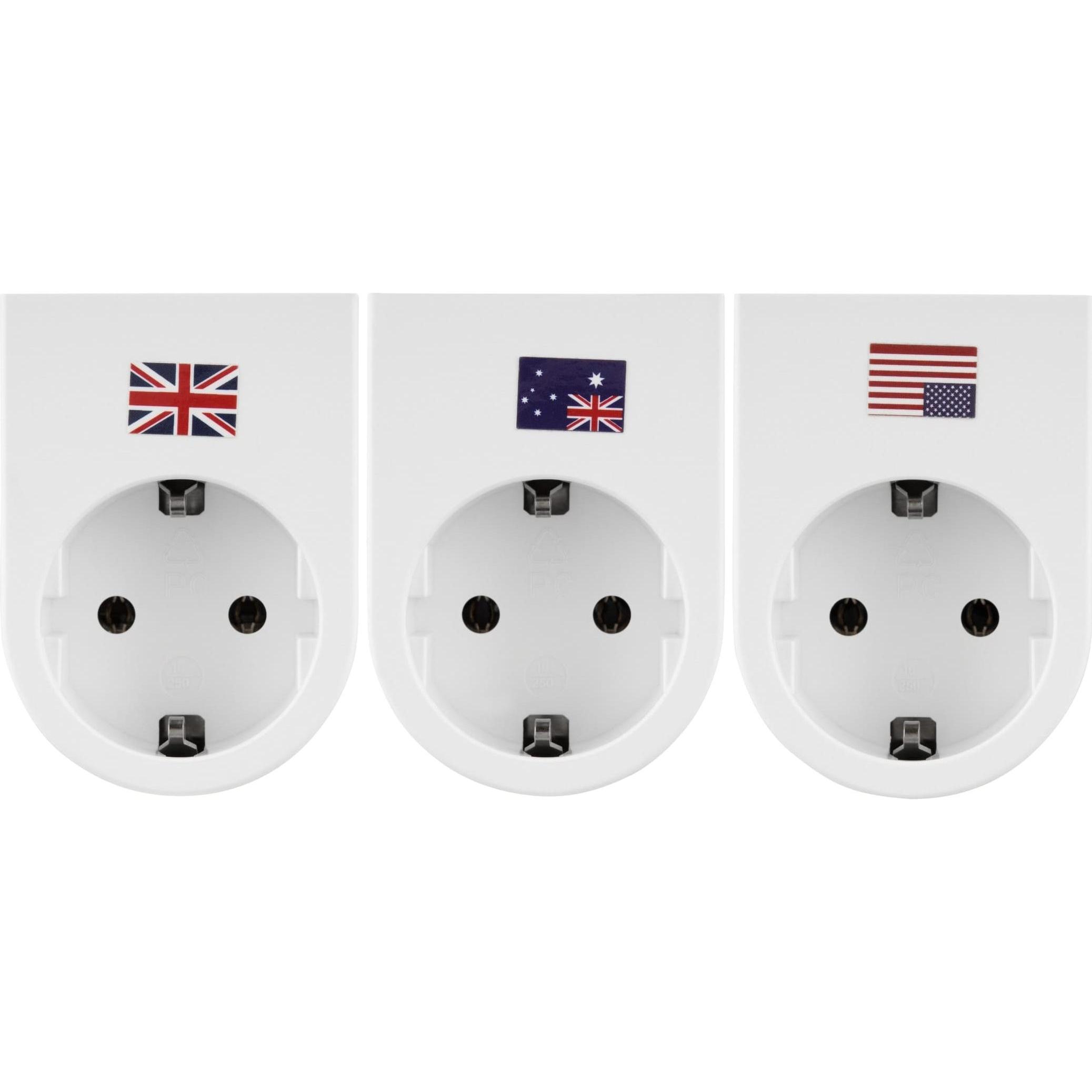 REV, Reiseadapter, Reisestecker Traveler 3er Set 1xAUS/CN 1xUSA 1xUK